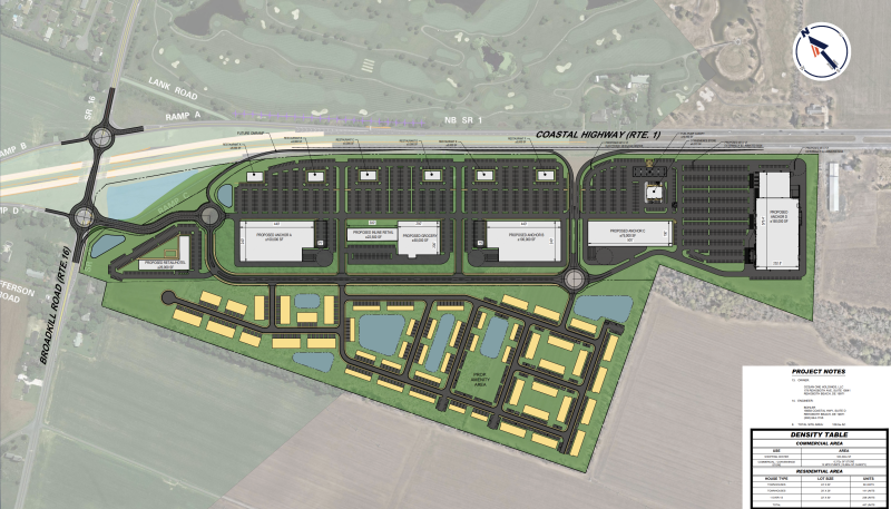 The latest version of the plan for Ocean One at the corner of Route 1 and Route 16 near Milton. SOURCE: PRELIMINARY LAND USE SERVICE